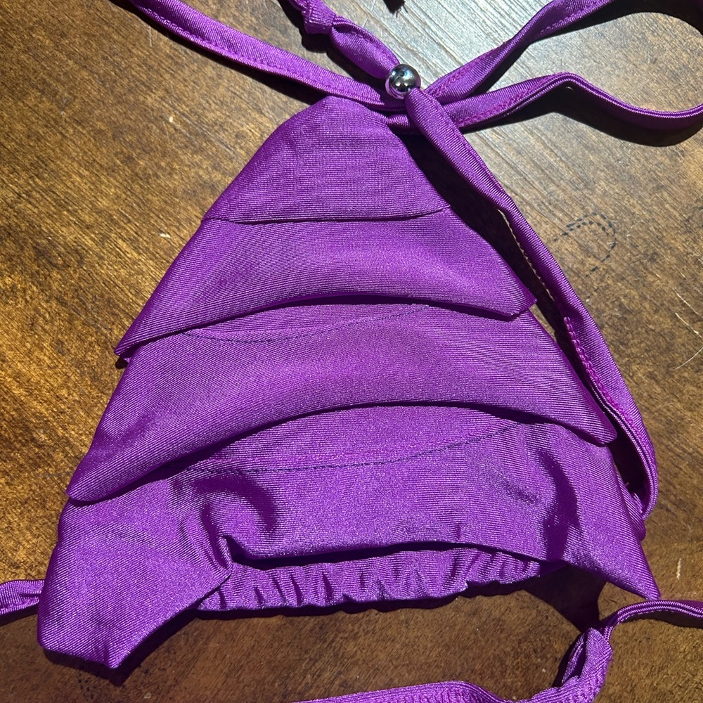 NWOT Sexy Skimpy Cloris Murphy Ruffle Tri-Top Tie Side Bottom Bling Bikini - Picture 4 of 8